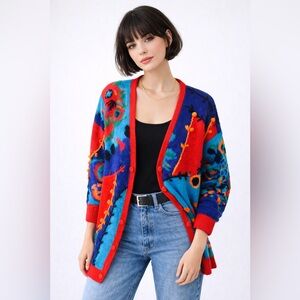 Vintage FUNSPORT 3D Textured Knit Cardigan | Size M | Made in Hong Kong